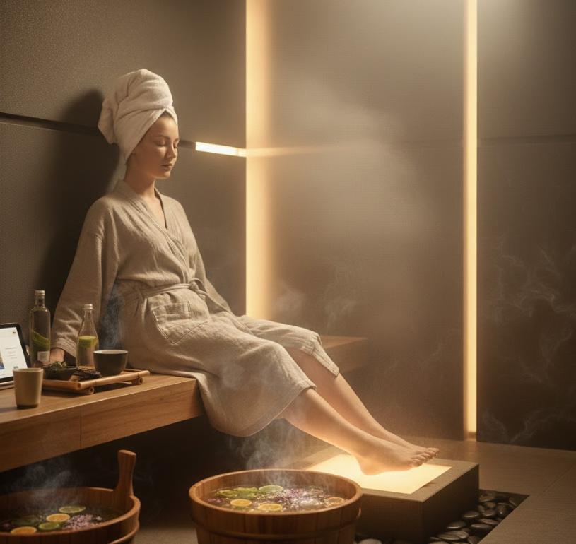 汗蒸しルームでのフットマッサージのディープウェルネスガイド